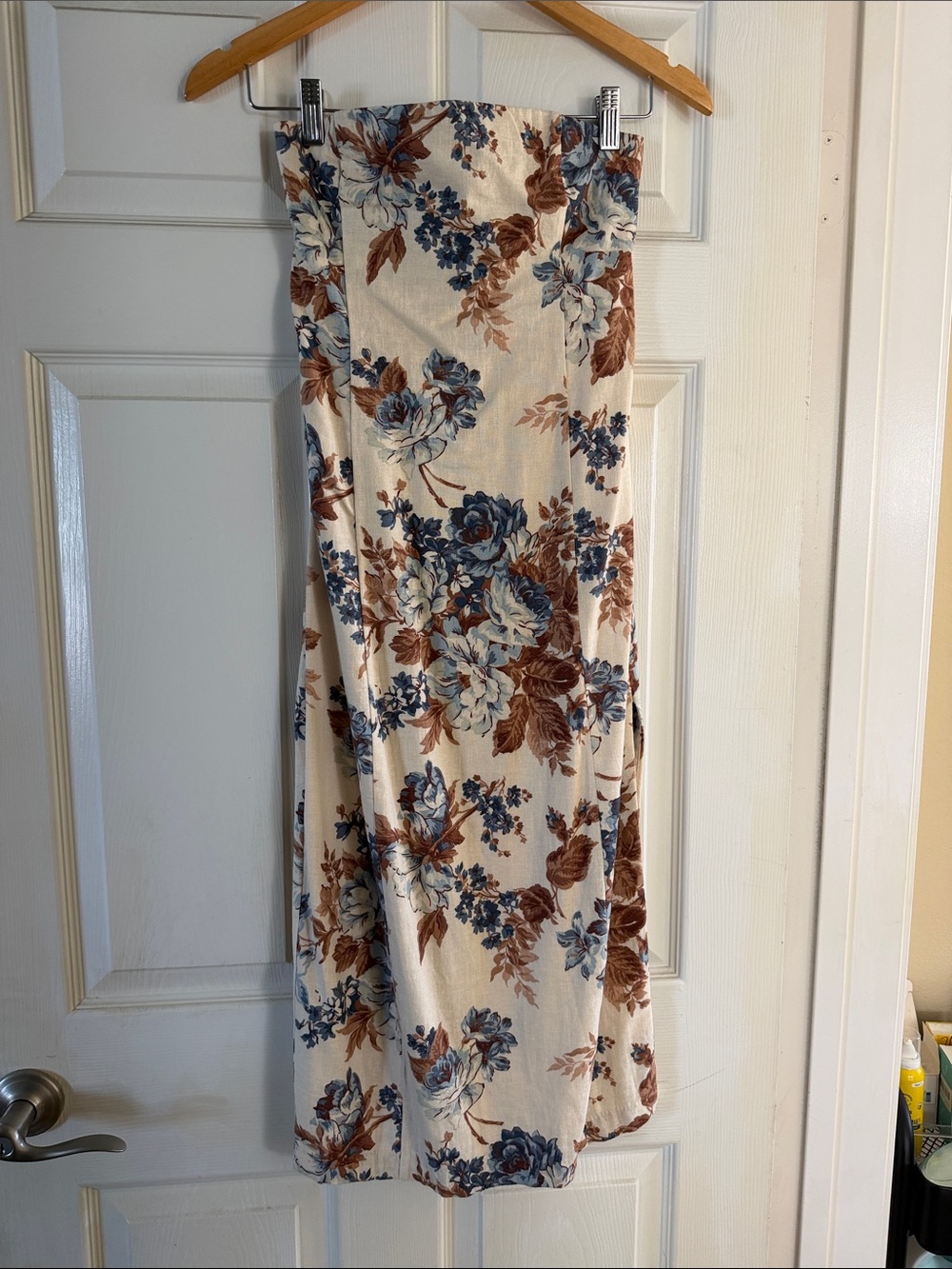 Abercrombie & Fitch Cream Maxi Dress with Blue & Brown Floral Print